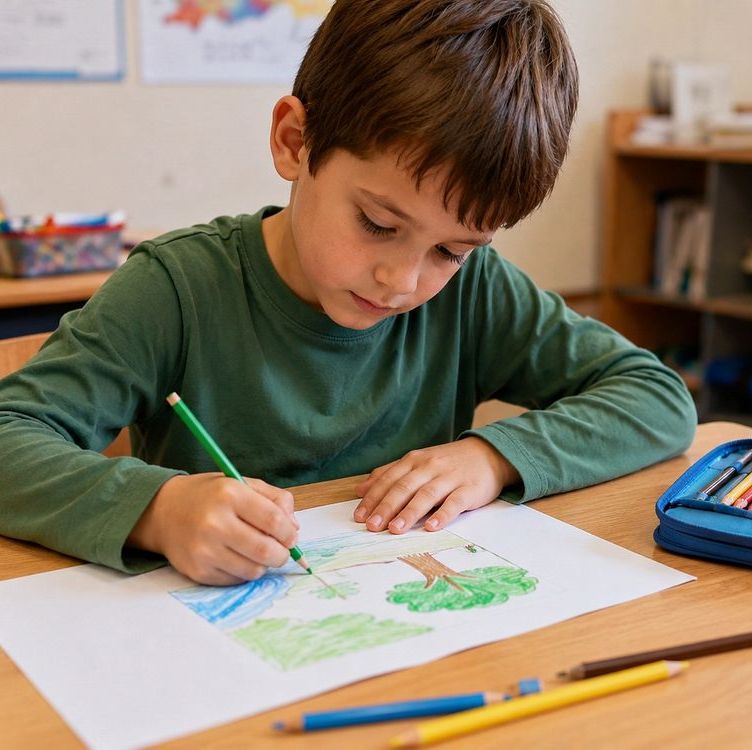 Niño realizando un dibujo